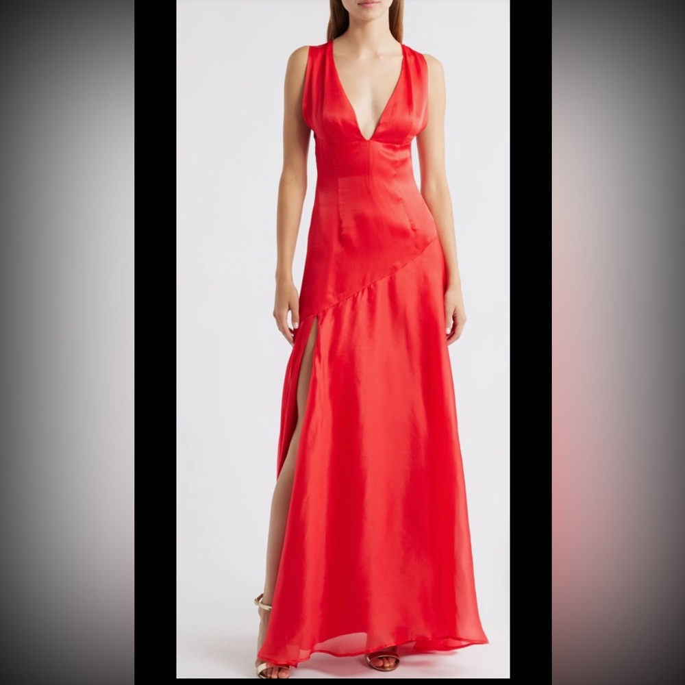 NEW,Sonya Moda 100%silk Chiffon,100%rayon Lining Gown,Sz XL,39”bust,30” Waist